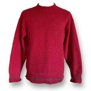 Vintage 90s ALPS Mens Sweater Sz Large Burgundy Tweed Wool Grunge Cabincore